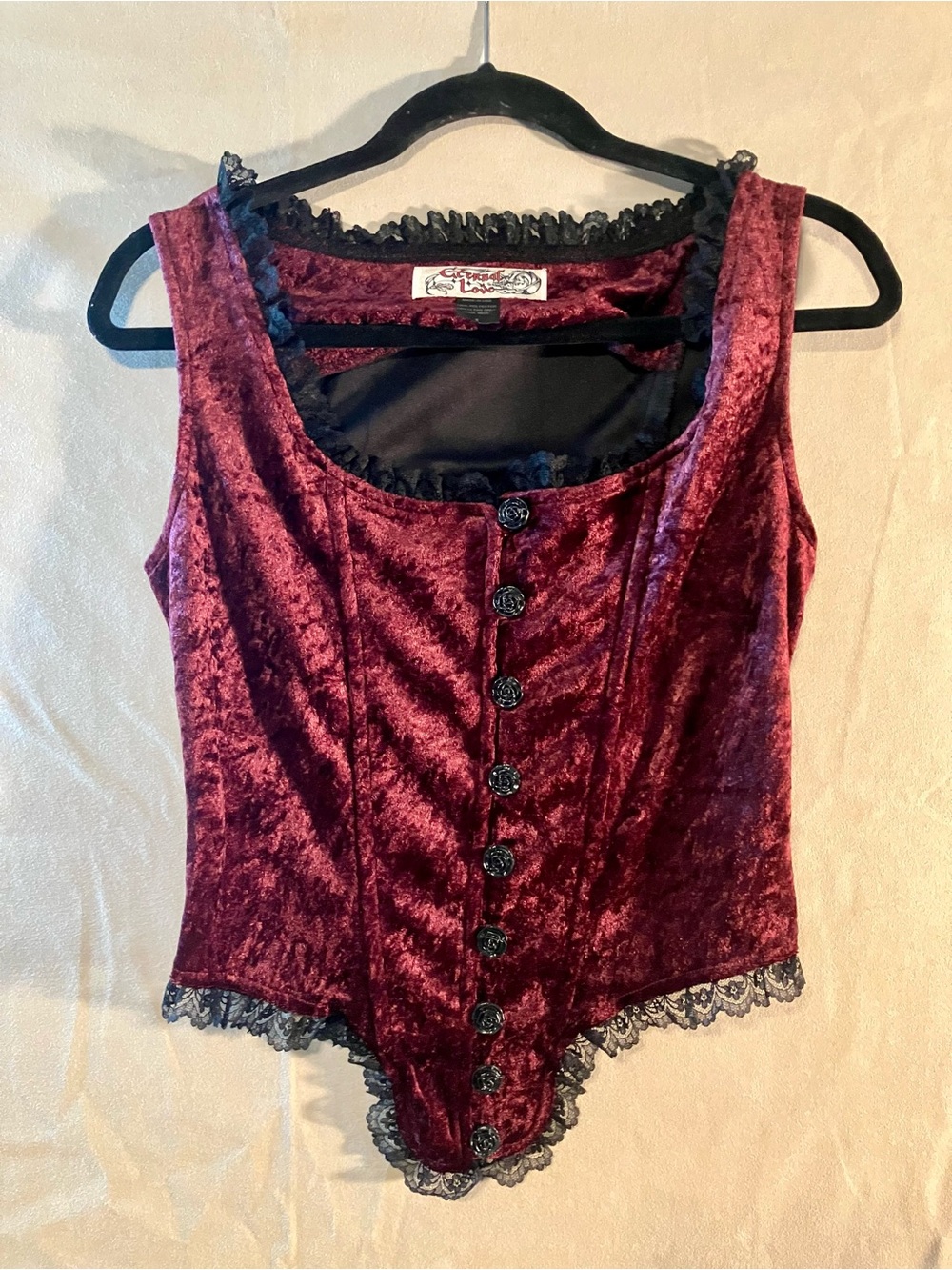 Eternal Love Crushed Velvet Top Corset Renaissance Pirate Dark Romance Sm NWOT